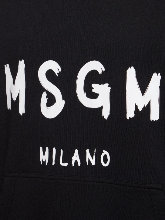 MSGM: Regular fit hooded sweatshirt - Black - men_1 | Luisa Via Roma