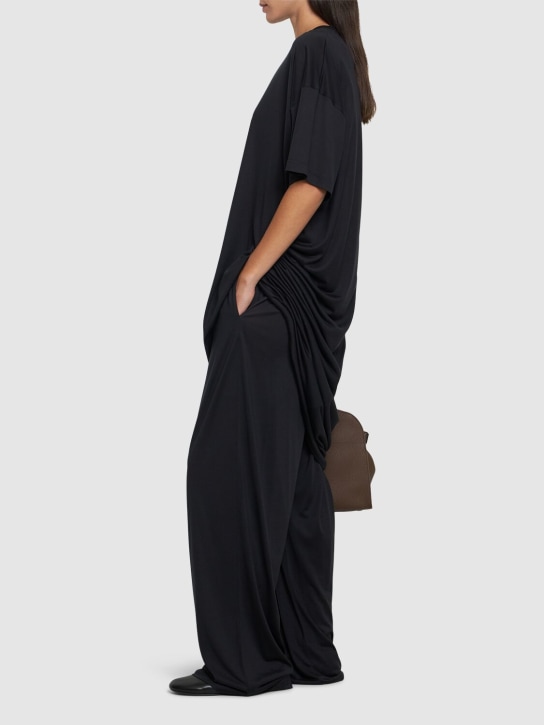 The Row: Pantalon ample en jersey de coton Lanuit - Noir - women_1 | Luisa Via Roma