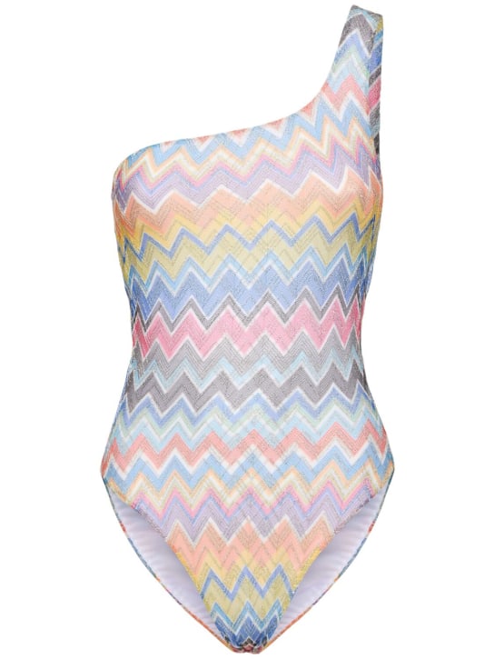 Missoni: Lurex printed one shoulder swimsuit - Multicolor - women_0 | Luisa Via Roma