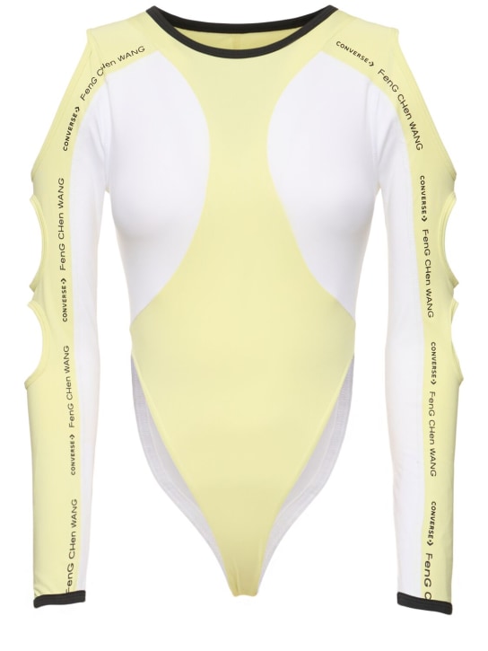 Converse: Feng Cheng Wang 4-way stretch bodysuit - Yellow/White - women_0 | Luisa Via Roma