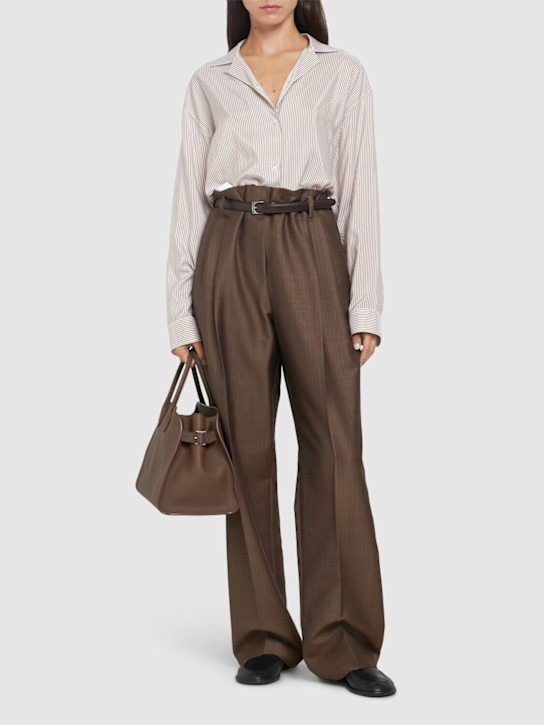 The Row: Valene silk satin shirt - Ivory/Beige - women_1 | Luisa Via Roma