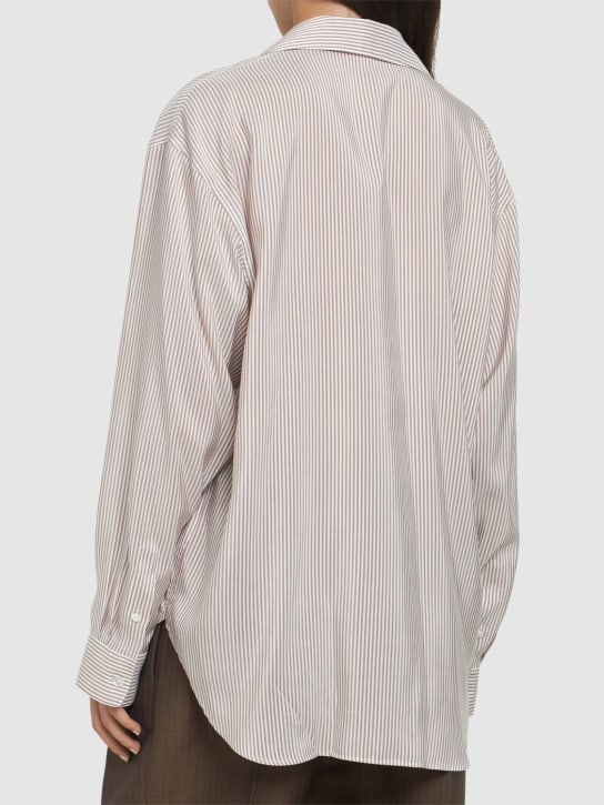 The Row: Valene silk satin shirt - Ivory/Beige - women_2 | Luisa Via Roma
