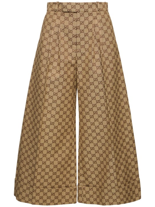 Gucci: GG canvas pants - Camel/Ebony - women_0 | Luisa Via Roma
