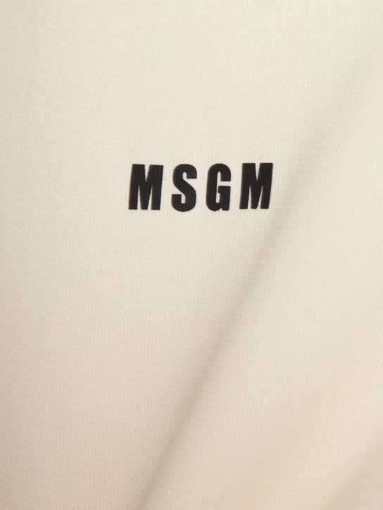 MSGM: Micro logo print turtleneck sweatshirt - Off White - men_1 | Luisa Via Roma