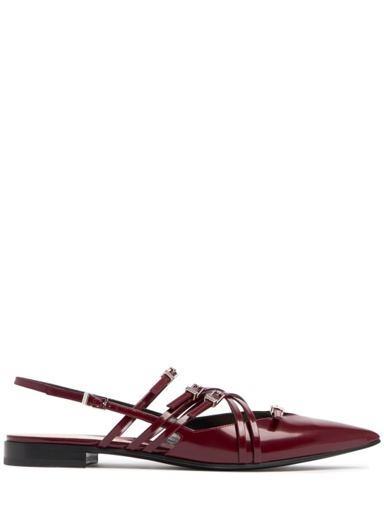 Gucci: 15mm leather strappy ballet flats - Rosso Ancora - women_0 | Luisa Via Roma