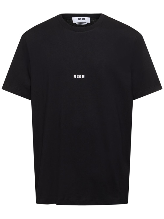 MSGM: Camiseta de algodón - Negro - men_0 | Luisa Via Roma