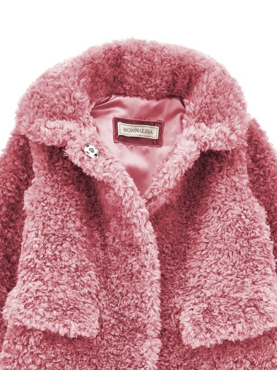 Monnalisa: Poly faux fur teddy coat - Pembe - kids-girls_1 | Luisa Via Roma