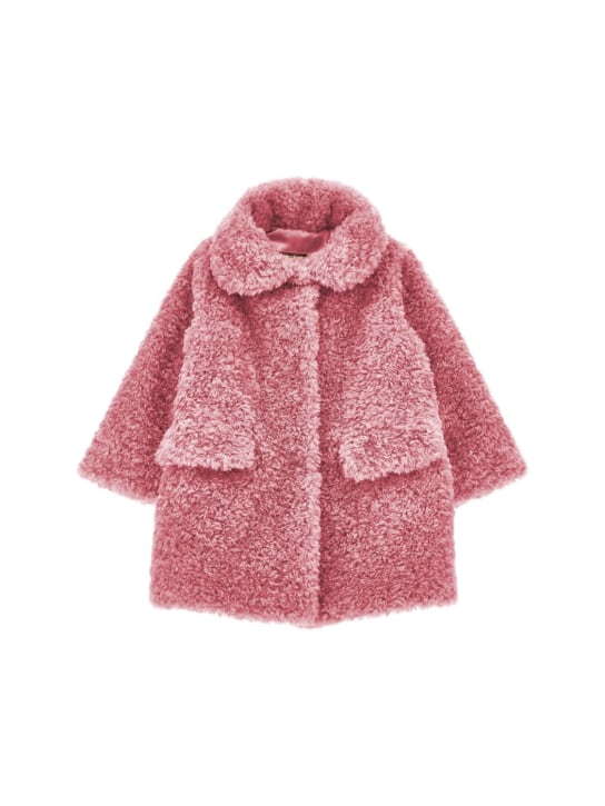 Monnalisa: Poly faux fur teddy coat - Pembe - kids-girls_0 | Luisa Via Roma