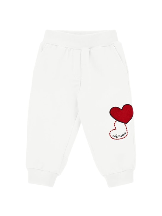 Monnalisa: Printed cotton blend sweatpants - White - kids-girls_0 | Luisa Via Roma