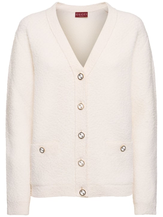 Gucci: Wool blend cardigan - Ivory - women_0 | Luisa Via Roma