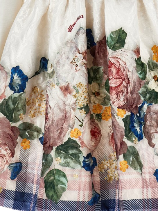 Monnalisa: Printed cotton jersey dress w/bow - Beyaz - kids-girls_1 | Luisa Via Roma