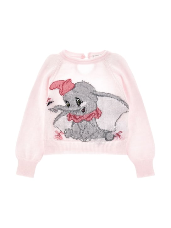 Monnalisa: Dumbo wool knit sweater - Pink - kids-girls_0 | Luisa Via Roma