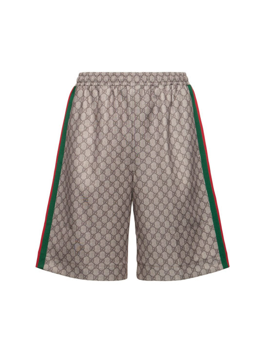Gucci: Technical cotton blend shorts - 米黄色/乌木色 - men_0 | Luisa Via Roma