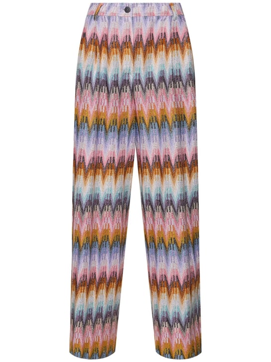 Missoni: Lamé chevron elastic wide pants - Multicolor - women_0 | Luisa Via Roma