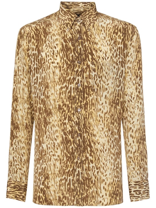 70's animalier fluid fit silk shirt - Thumbnail 1