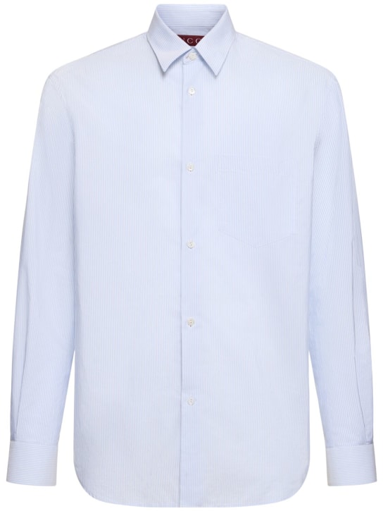 Gucci: Camisa de popelina de algodón a rayas - White/Azure - men_0 | Luisa Via Roma