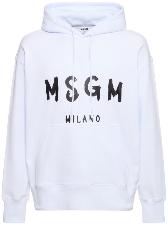 MSGM: Regular fit hooded sweatshirt - White/Black - men_0 | Luisa Via Roma