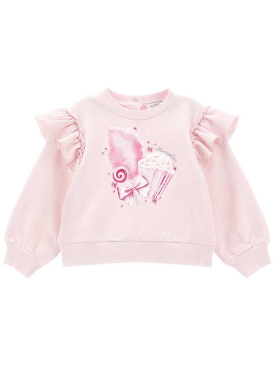 Monnalisa: Printed cotton sweatshirt & sweatpants - Pink - kids-girls_1 | Luisa Via Roma