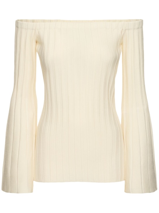 Gabriela Hearst: Nelson wool & cashmere rib knit top - Ivory - women_0 | Luisa Via Roma