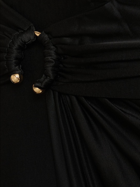 Rabanne: Stretch viscose jersey long skirt - Black - women_1 | Luisa Via Roma