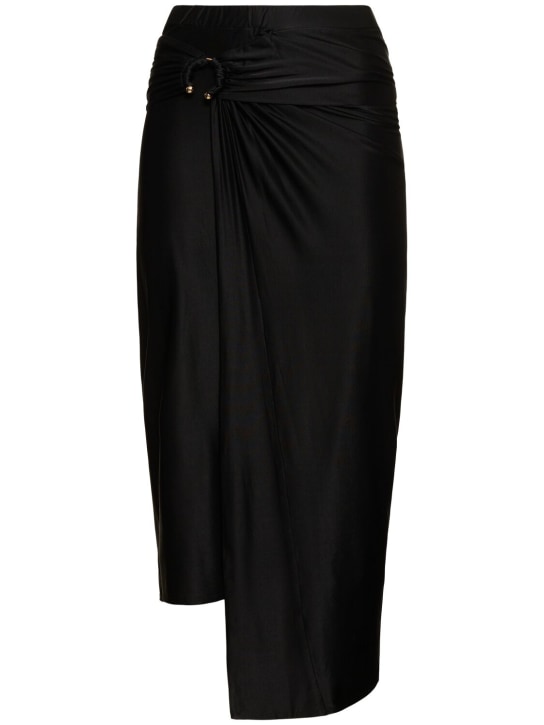 Rabanne: Falda larga de jersey de viscosa stretch - Negro - women_0 | Luisa Via Roma