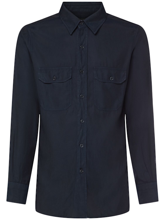 Tom Ford: Fluid light twill military shirt - men_0 | Luisa Via Roma