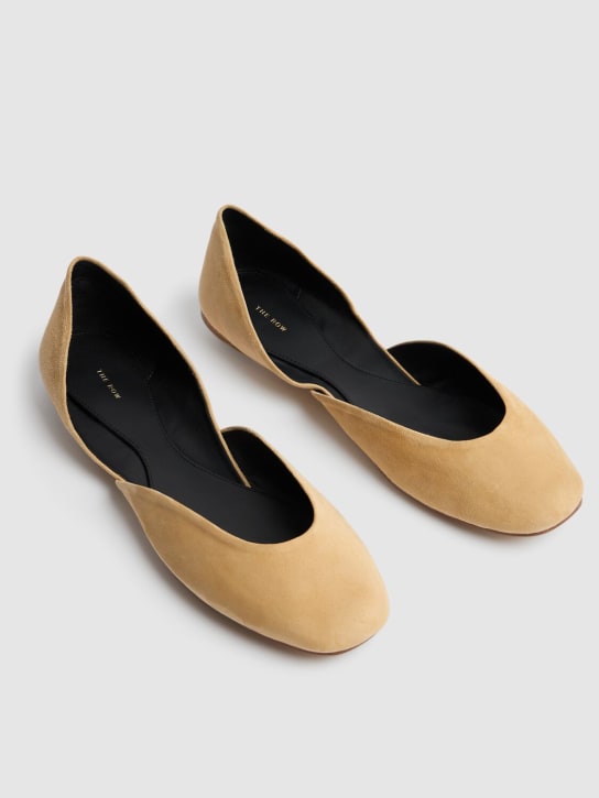 The Row: 10mm Gemma suede ballet flats - Beige - women_2 | Luisa Via Roma
