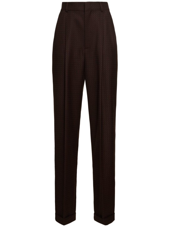 Moschino: Pantalon droit en jacquard taille haute - Marron/Multi - women_0 | Luisa Via Roma