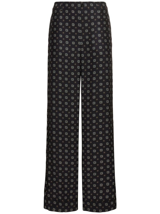 Moschino: Printed silk satin pants - Black/Multi - women_0 | Luisa Via Roma