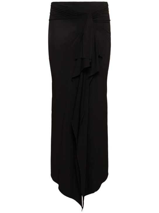 The Attico: Stretch jersey midi skirt - Nero - women_0 | Luisa Via Roma