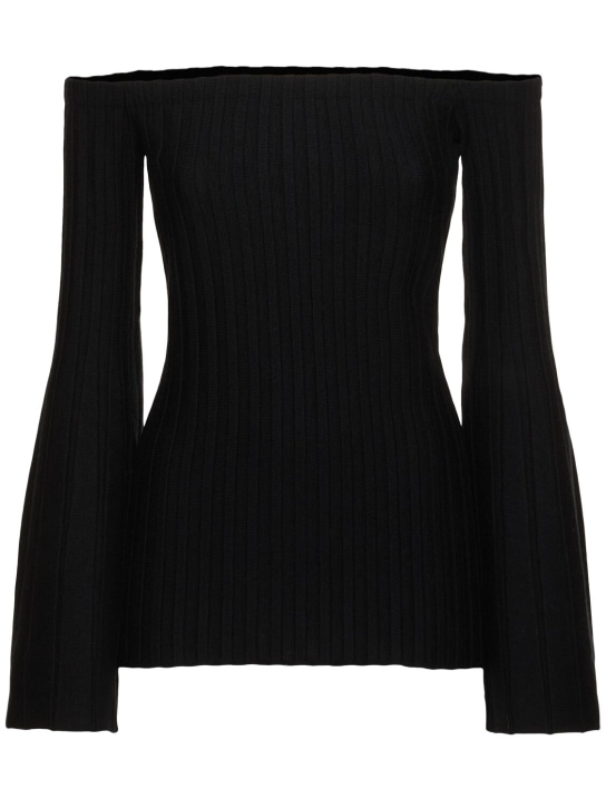 Gabriela Hearst: Nelson wool & cashmere rib knit top - Black - women_0 | Luisa Via Roma