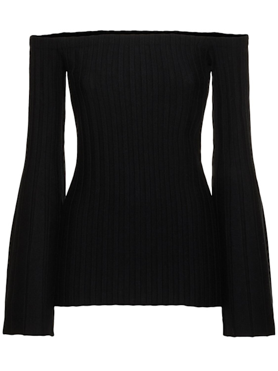 Gabriela Hearst: Nelson wool & cashmere rib knit top - Black - women_0 | Luisa Via Roma