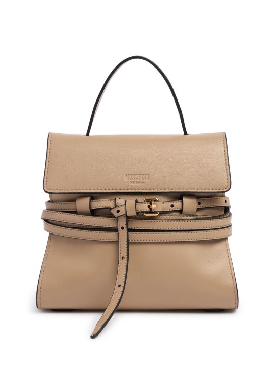 Moschino: Borsa Tie Me in nappa con cintura - Beige - women_0 | Luisa Via Roma