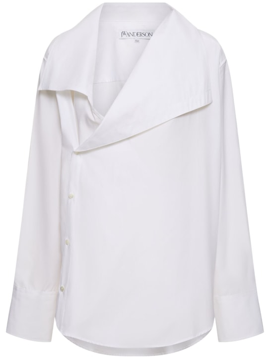 JW Anderson: Cotton poplin shirt w/oversized collar - White - women_0 | Luisa Via Roma