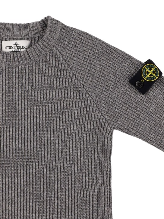 Stone Island: Wool blend knit sweater - Grey - kids-boys_1 | Luisa Via Roma