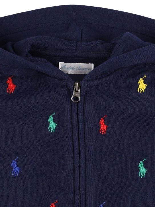 Polo Ralph Lauren: Sweat à capuche & pantalon en coton mélangé à logo - Bleu/Multi - kids-girls_1 | Luisa Via Roma