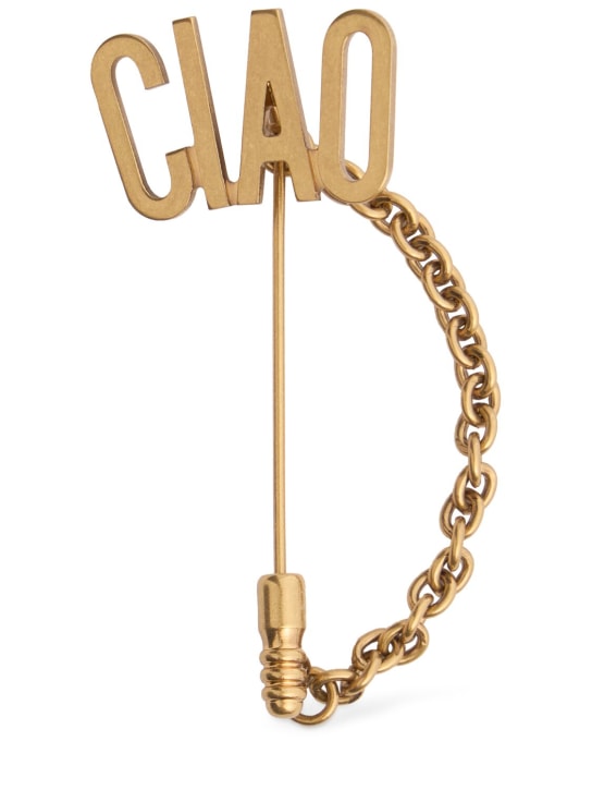 Moschino: Small Ciao pin - Oro Vecchio - women_0 | Luisa Via Roma