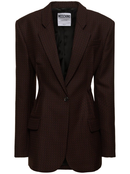 Moschino: Single breast wool jacquard blazer - women_0 | Luisa Via Roma