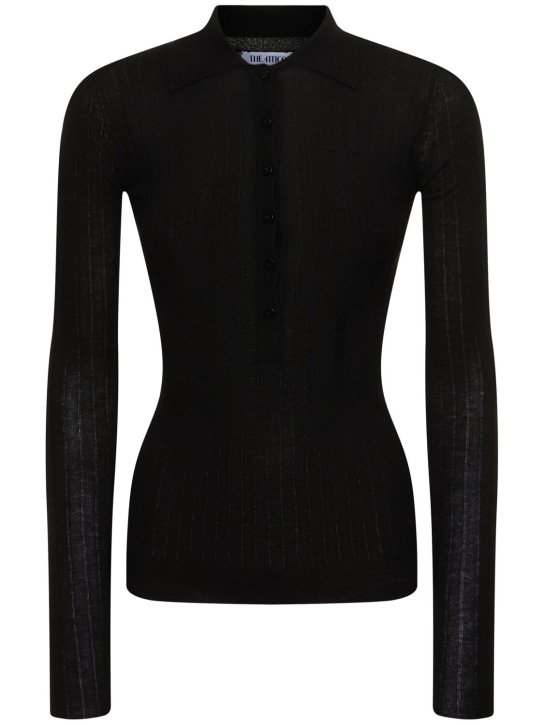 The Attico: Buttoned cashmere polo sweater - women_0 | Luisa Via Roma