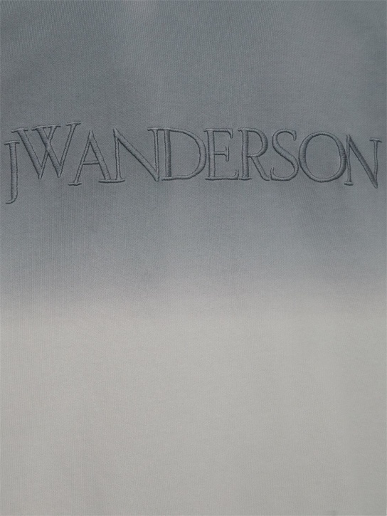 JW Anderson: Logo embroidery cotton sweatshirt - Gri - men_1 | Luisa Via Roma