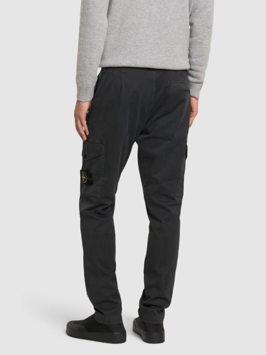 Stone Island: Tapered stretch cotton pants - Lead Grey - men_2 | Luisa Via Roma