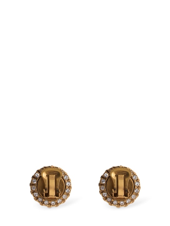 Moschino: Button clip-on earrings - Oro Vecchio - women_0 | Luisa Via Roma