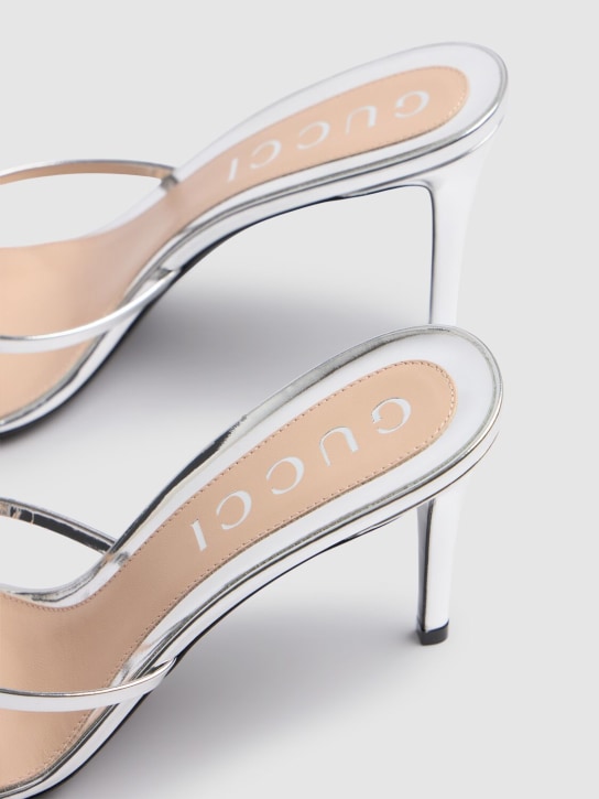 Gucci: 85mm leather sandals w/ crystal chain - Gümüş - women_1 | Luisa Via Roma