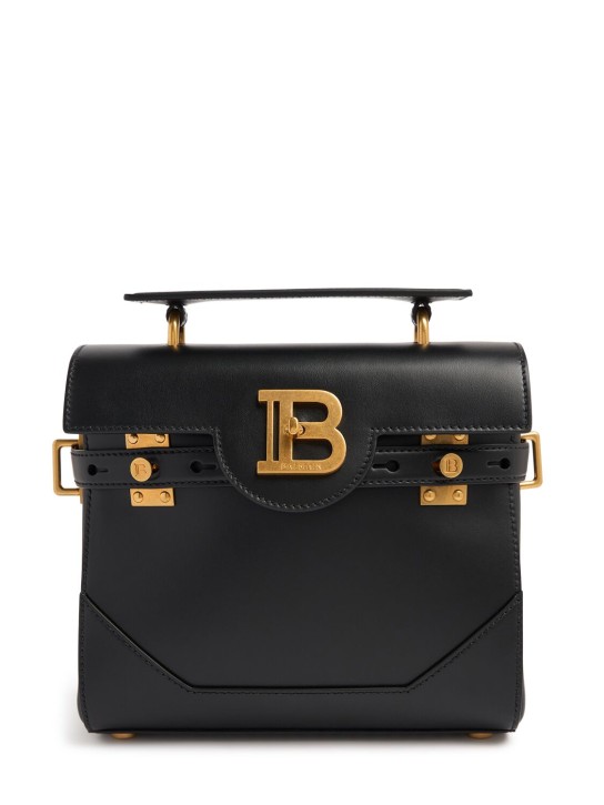 Balmain: Bbuzz 23 smooth leather top handle bag - 0pa Noir - women_0 | Luisa Via Roma