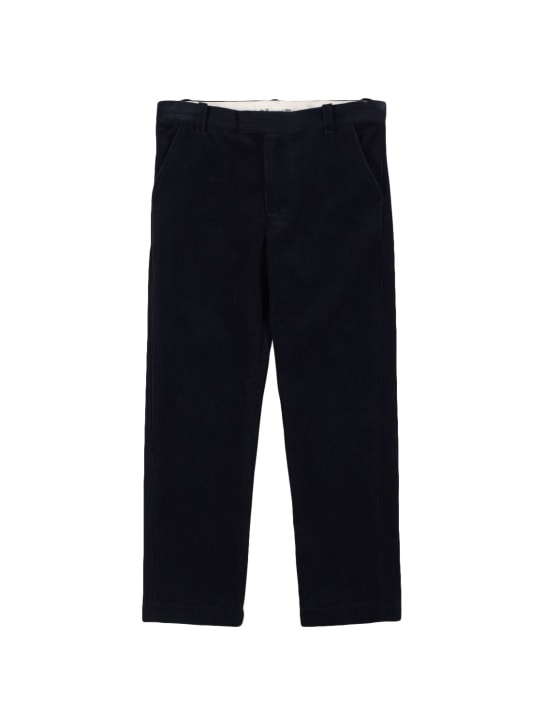 Bonpoint: Pantalones de gabardina de algodón - Azul Oscuro - kids-boys_0 | Luisa Via Roma