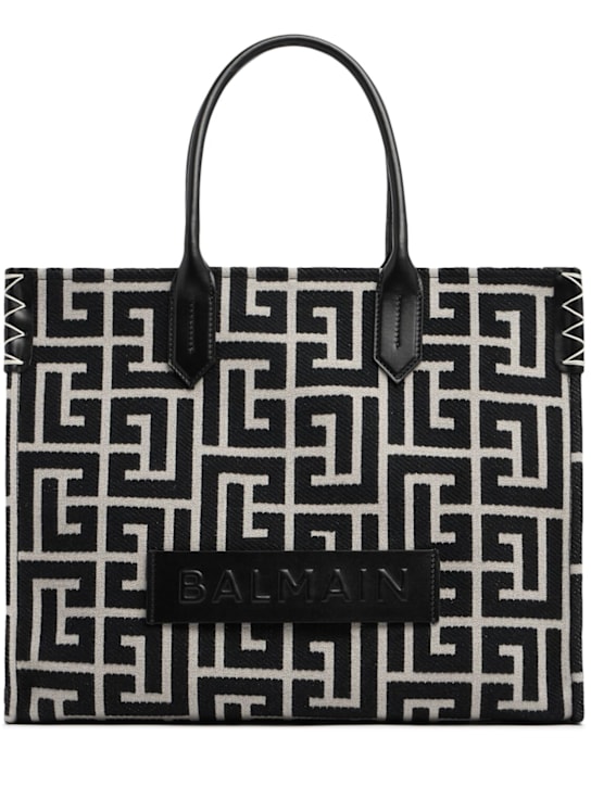 Balmain: B-Army Monogram キャンバストートバッグ - women_0 | Luisa Via Roma