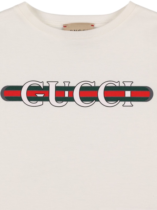 Gucci: Gucci logo棉质T恤 - 白色/多色 - kids-boys_1 | Luisa Via Roma