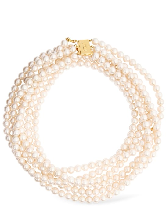 Moschino: Collar de perlas sintéticas - Ivory - women_0 | Luisa Via Roma