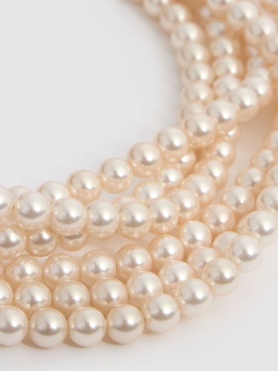 Moschino: Long faux pearl necklace - Ivory - women_1 | Luisa Via Roma