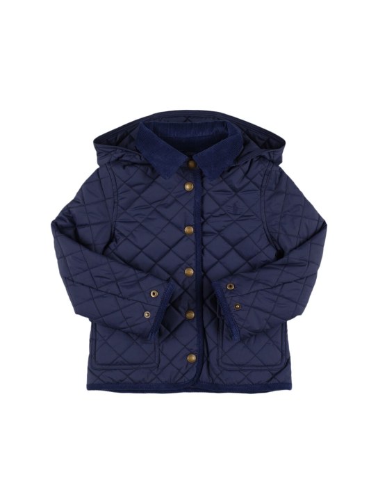 Polo Ralph Lauren: Quilted nylon hooded jacket - Navy - kids-girls_0 | Luisa Via Roma